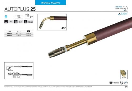 Trafimet Mig AUTOPLUS 25 (230 А возд. охл.) 3м  45°